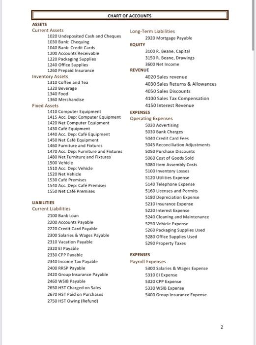 Project In this project, you will be entering transactions for Higher Grounds