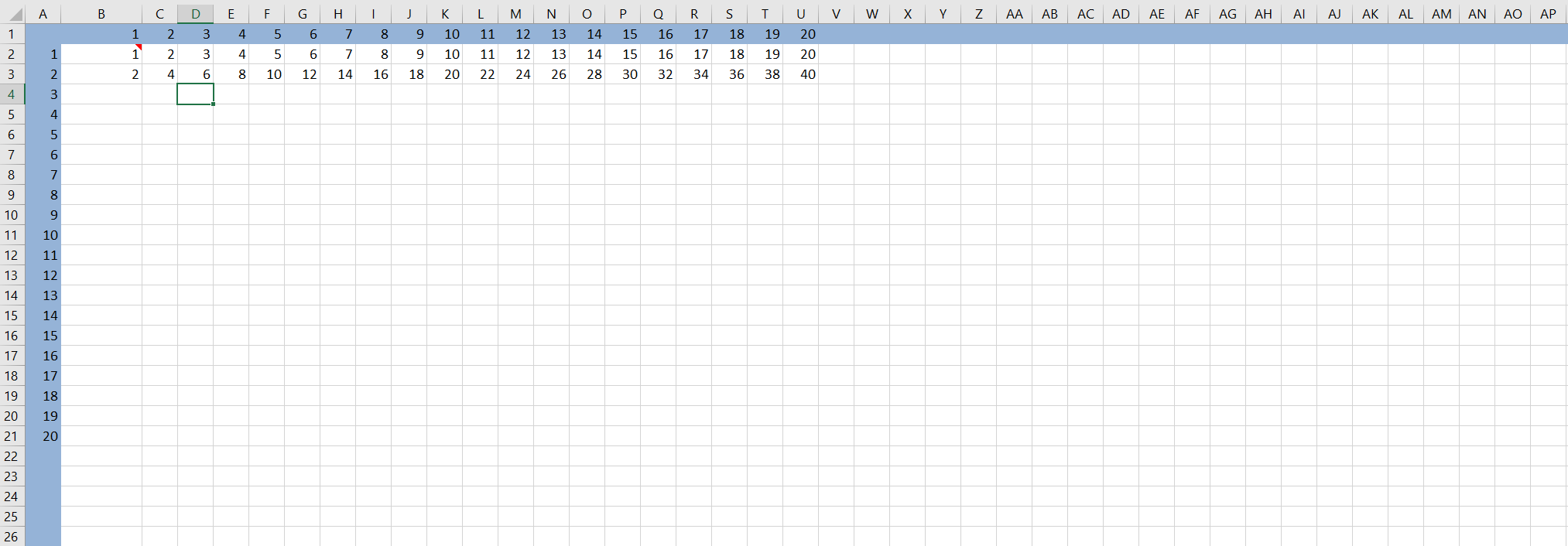 Finding the excel formular down here. For example U20xA21= 400 and