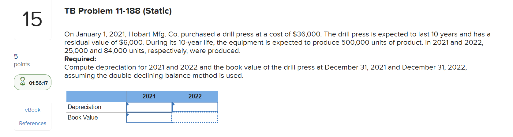  TB Problem 11-188 (Static) 15 5 points On January 1, 2021,