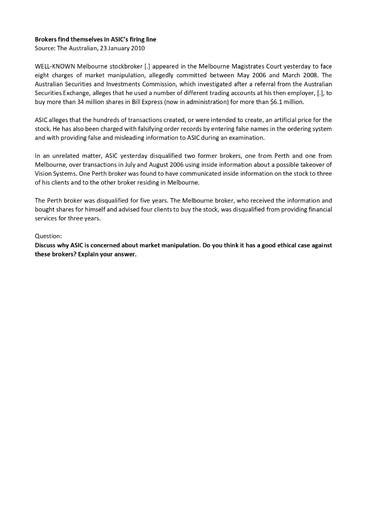 Please thoroughly read this article and briefly answer the question. Brokers find