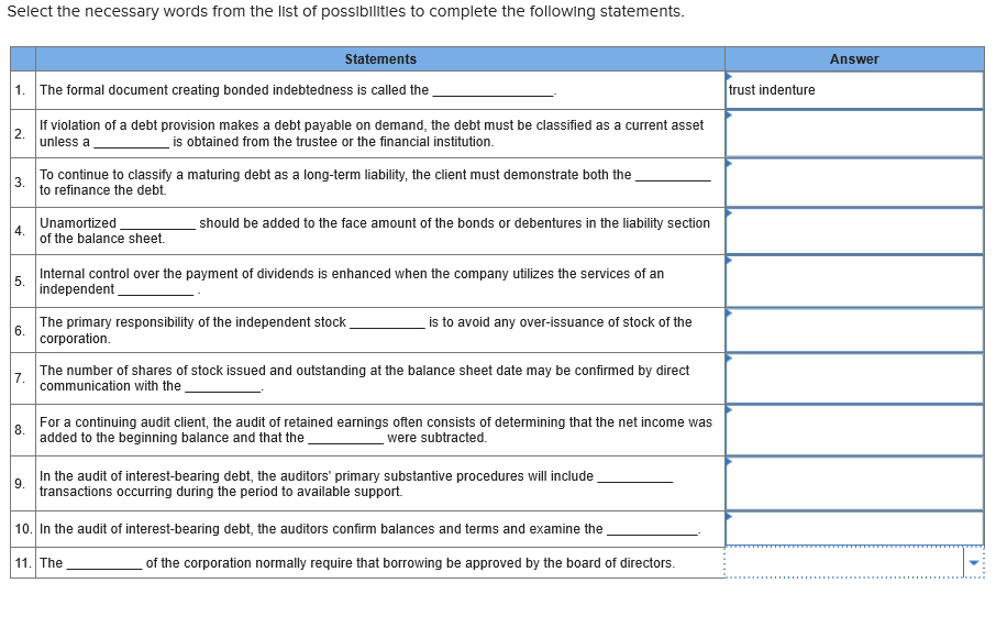  Answer Options: Bylaws Debt agreements Dividend paying agent dividends intent and