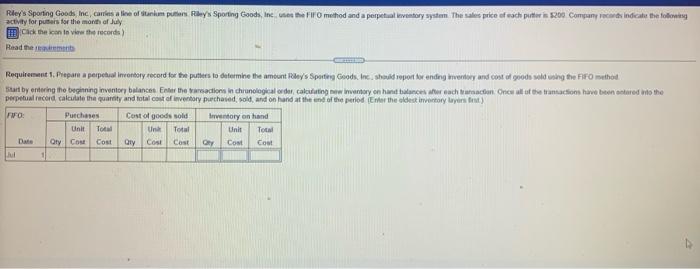 Inc., uses the FIFO method and a perpetual inventory system. The sales