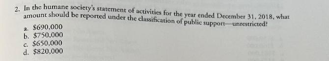 9) VHWO, accounting and reporting. Select the best answer for each of