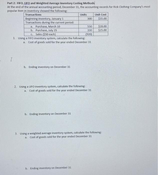  Unit Cost Part 2: FIFO, UFO and Weighted Average Inventory Costing