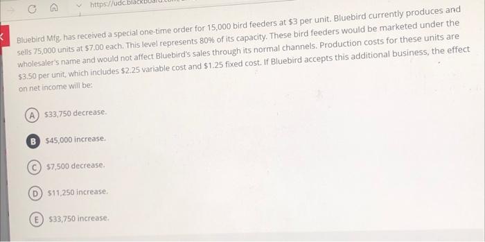  C https://udc Bluebird Mfg. has received a special one-time order for