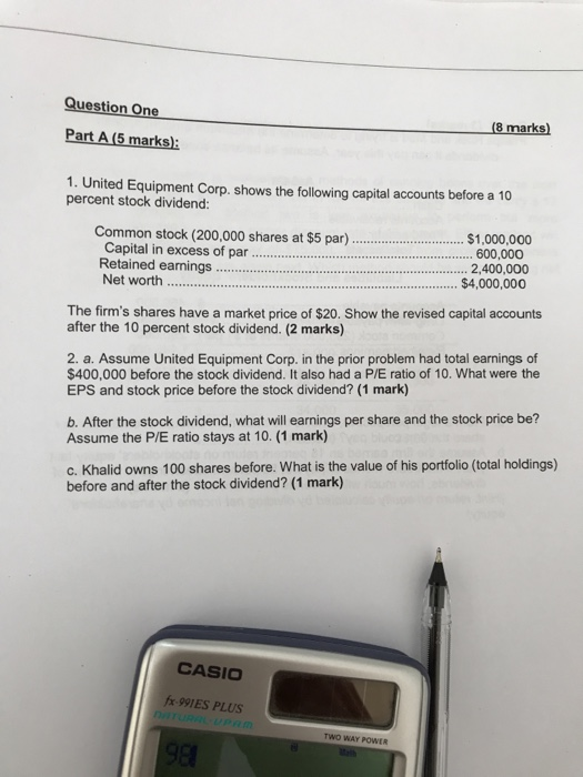  Question One Part A (5 marks): (8 marks) 1. United Equipment