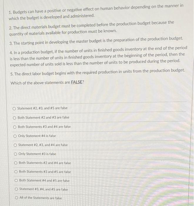  1. Budgets can have a positive or negative effect on human