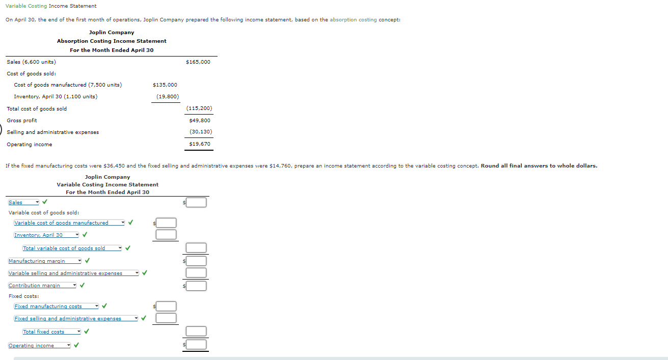 Having some trouble with this problem. My calculations are not correct. Variable