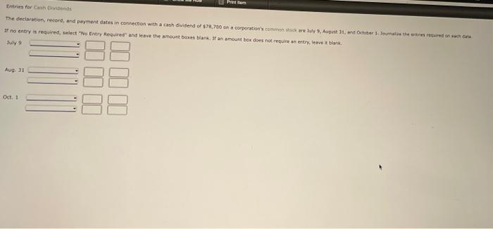  Pem Entries for Chiends The declaration, record, and payment dates in