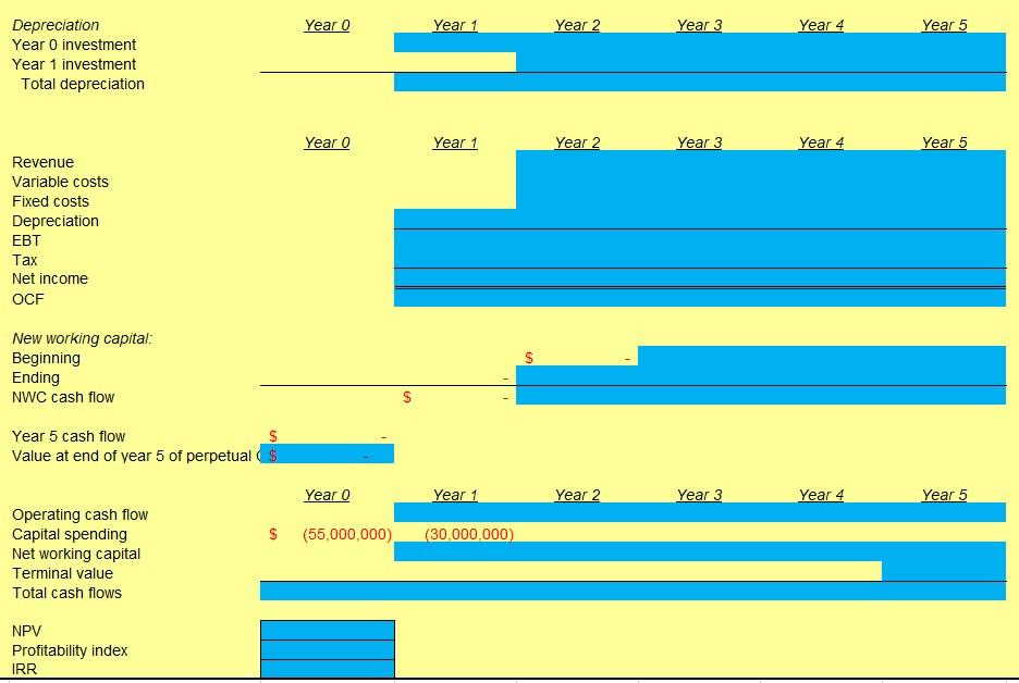 Initial equipment cost $ 55,000,000 Equipment in 1 year $ 30,000,000