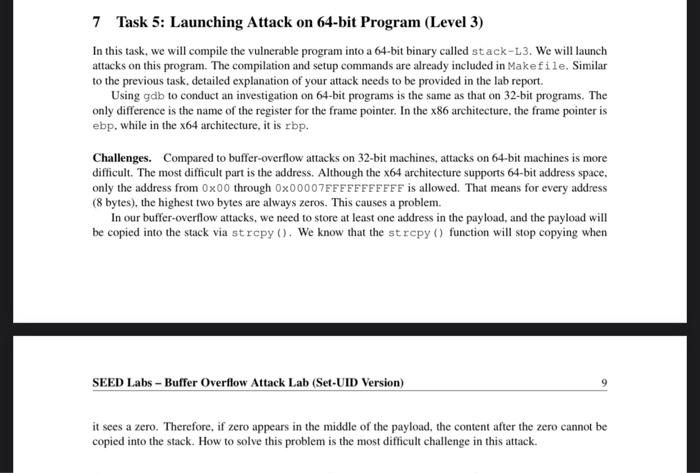 7 Task 5: Launching Attack on 64-bit Program (Level 3) In