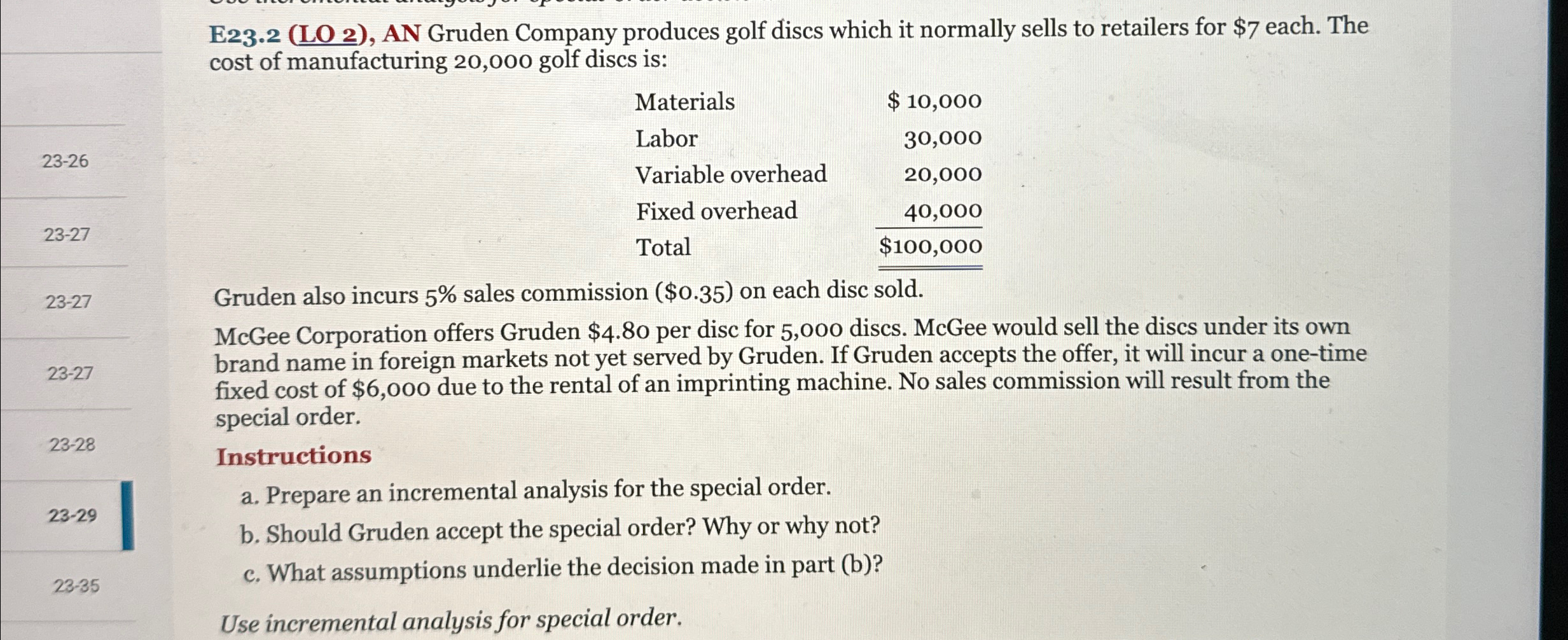  E23.2(LO 2), AN Gruden Company produces golf discs which it normally
