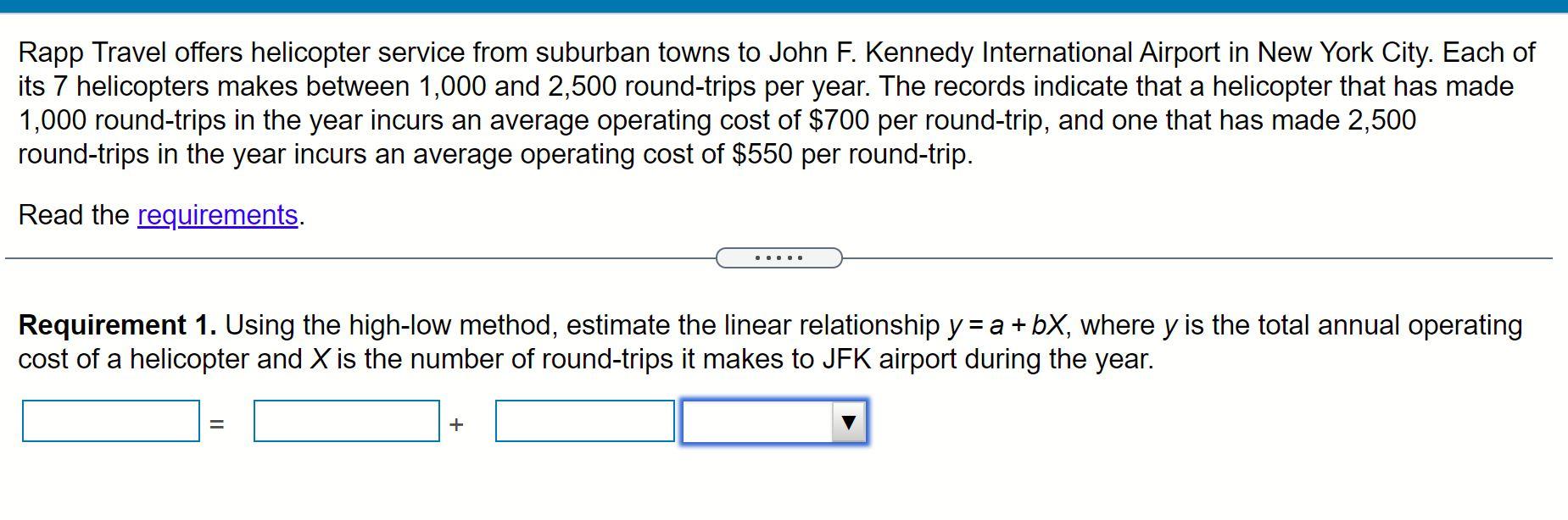 a + bx, where y is the total annual operating cost of