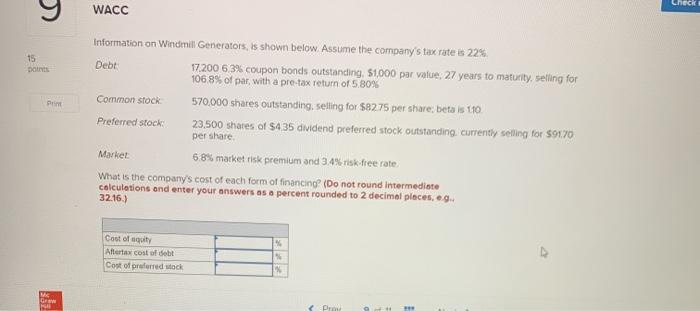  CHECK WACC 15 Dots Information on Windmill Generators, is shown below.