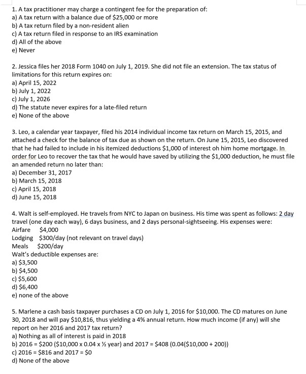 Please explain 1. A tax practitioner may charge a contingent fee for