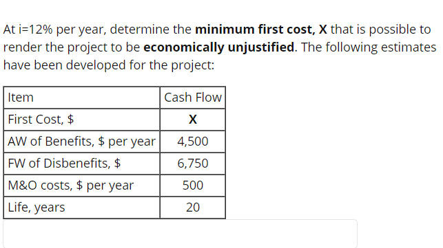 Please view the attached picture for additional information. Thank you. At i=12%