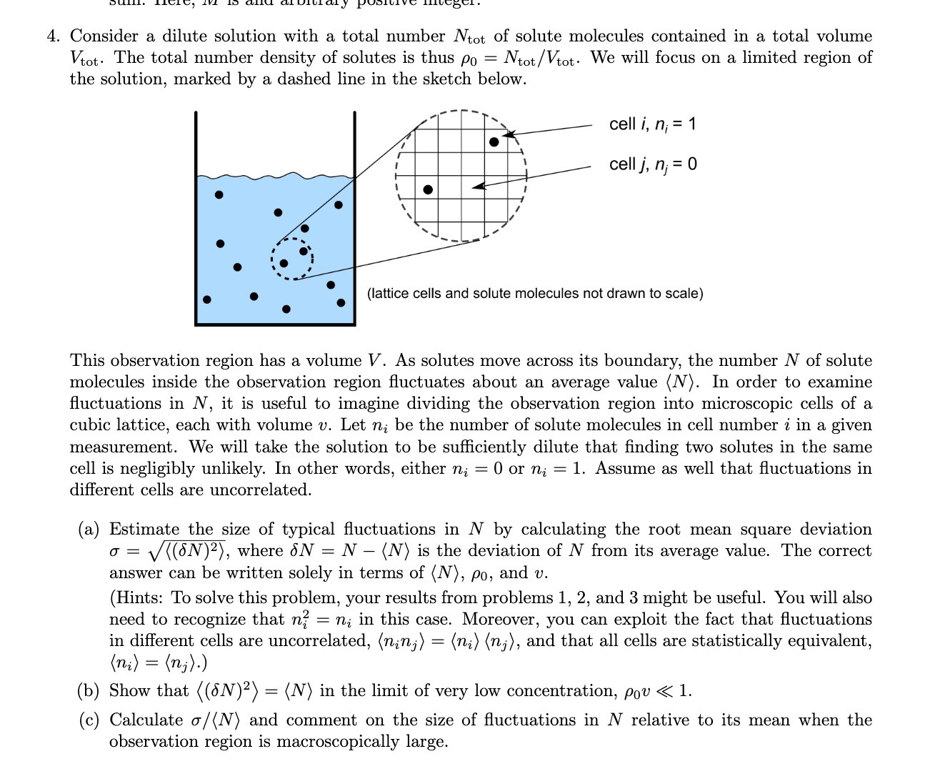  4. Consider a dilute solution with a total number Ntot of