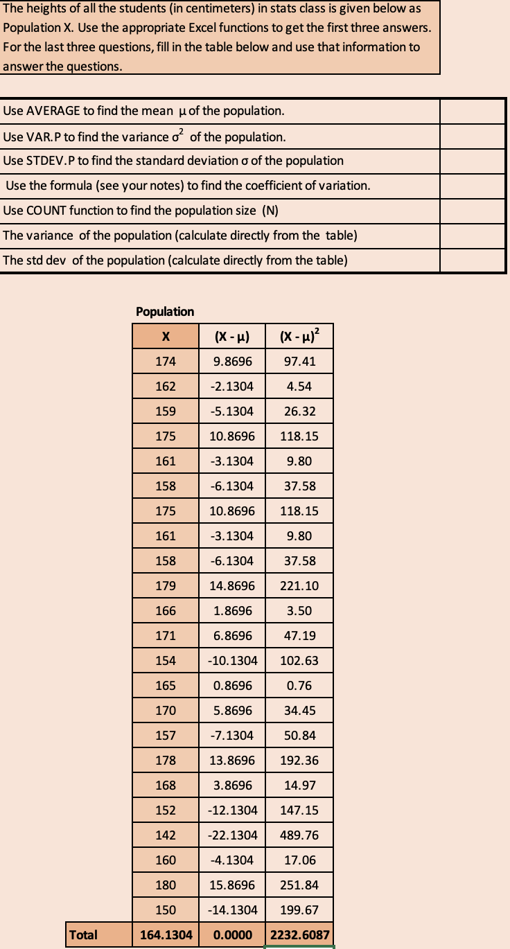 can you explain how to do these in excel please thank you
