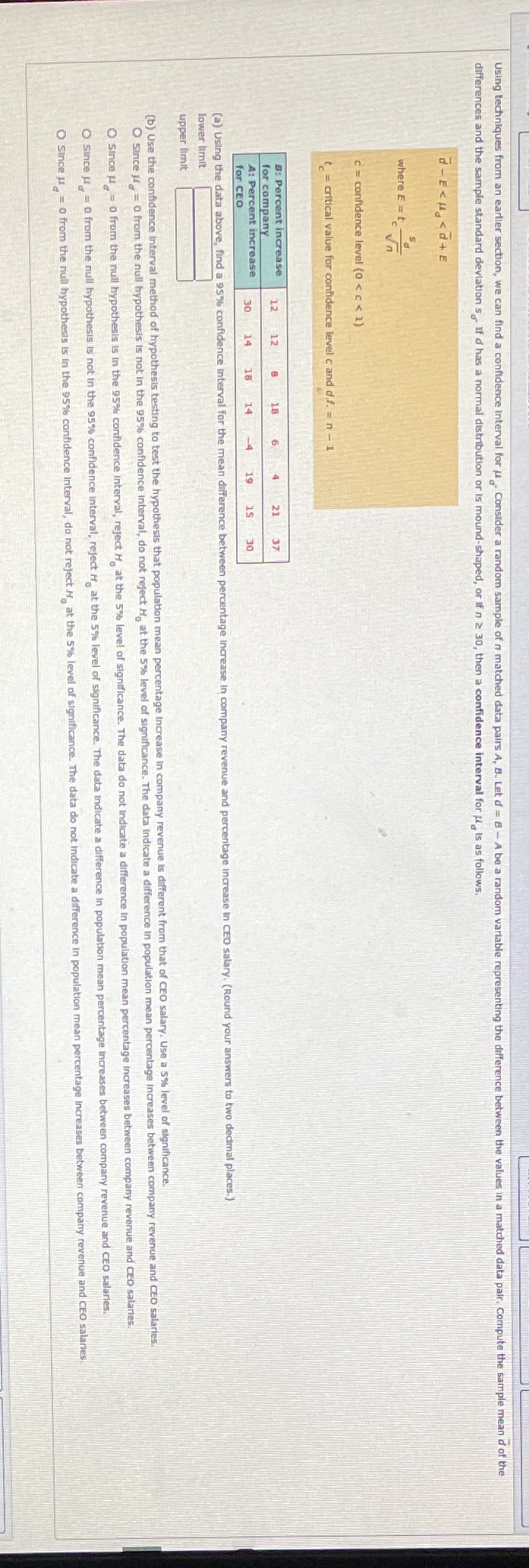  Using techniques from an earlier section, we can find a confidence