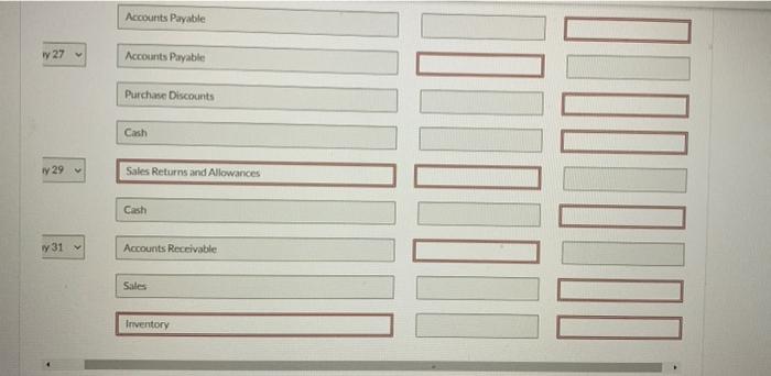 May 1 Purchased merchandise on account from Hilton Wholesale Supply for $8.600,