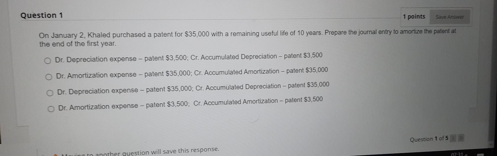 q1 Question 1 1 points Save Answer On January 2, Khaled