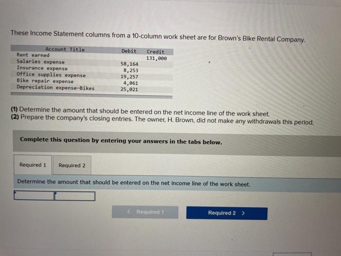  19. one problem please help These Income Statement columns from a