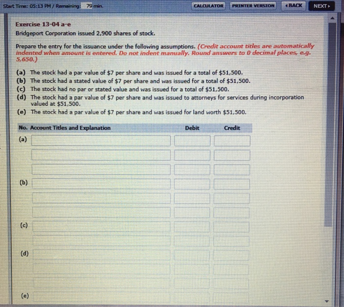  Start Time: 05:13 PM / Remaining: 79 min. CALCULATOR PRINTER VERSION