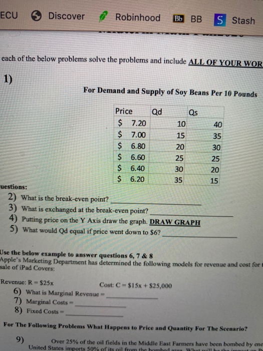 ALL OF YOUR WORK. This means use gra 1) For Demand and