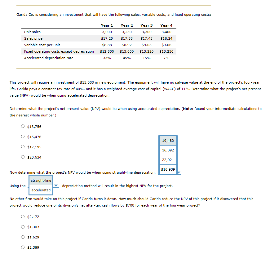 Please explain HOW to get the answer! Thank you! Garida Co. is