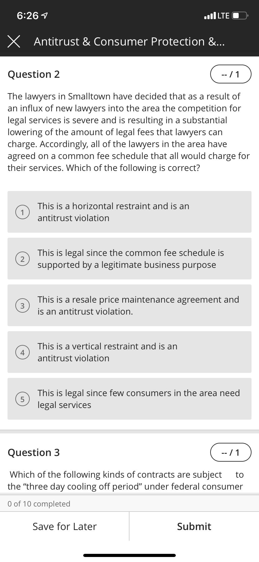 My question is question 2. 6:26 4 .IIILTE - X Antitrust &