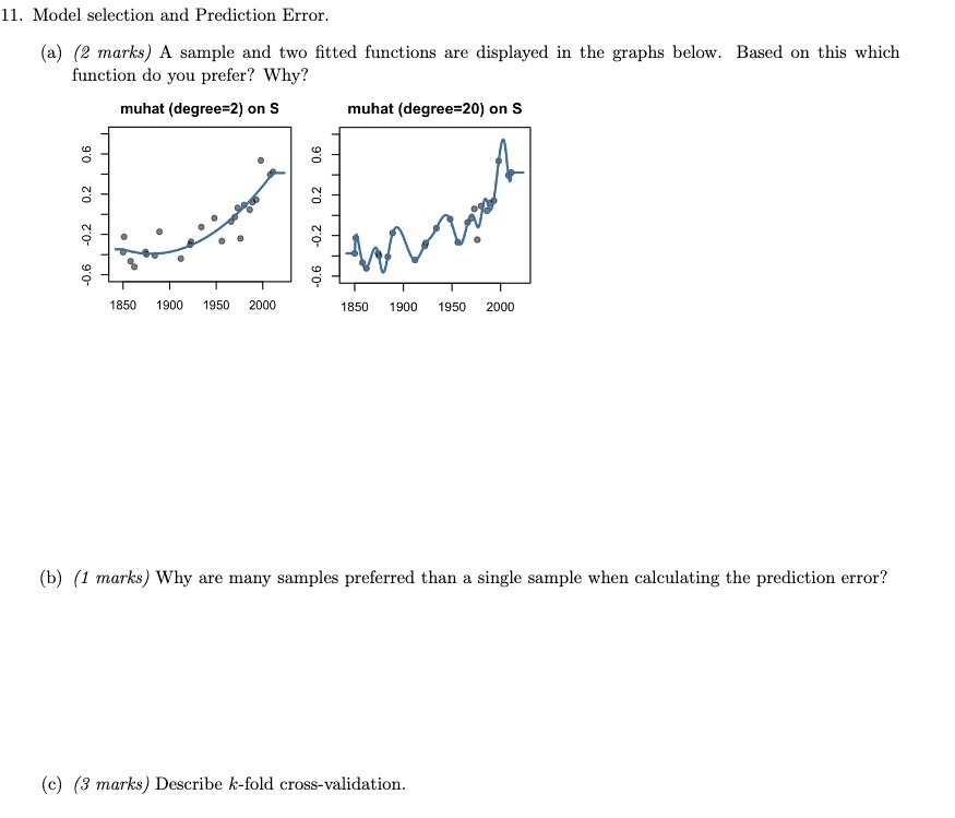  11. Model selection and Prediction Error. [a] (2 marks) A sample