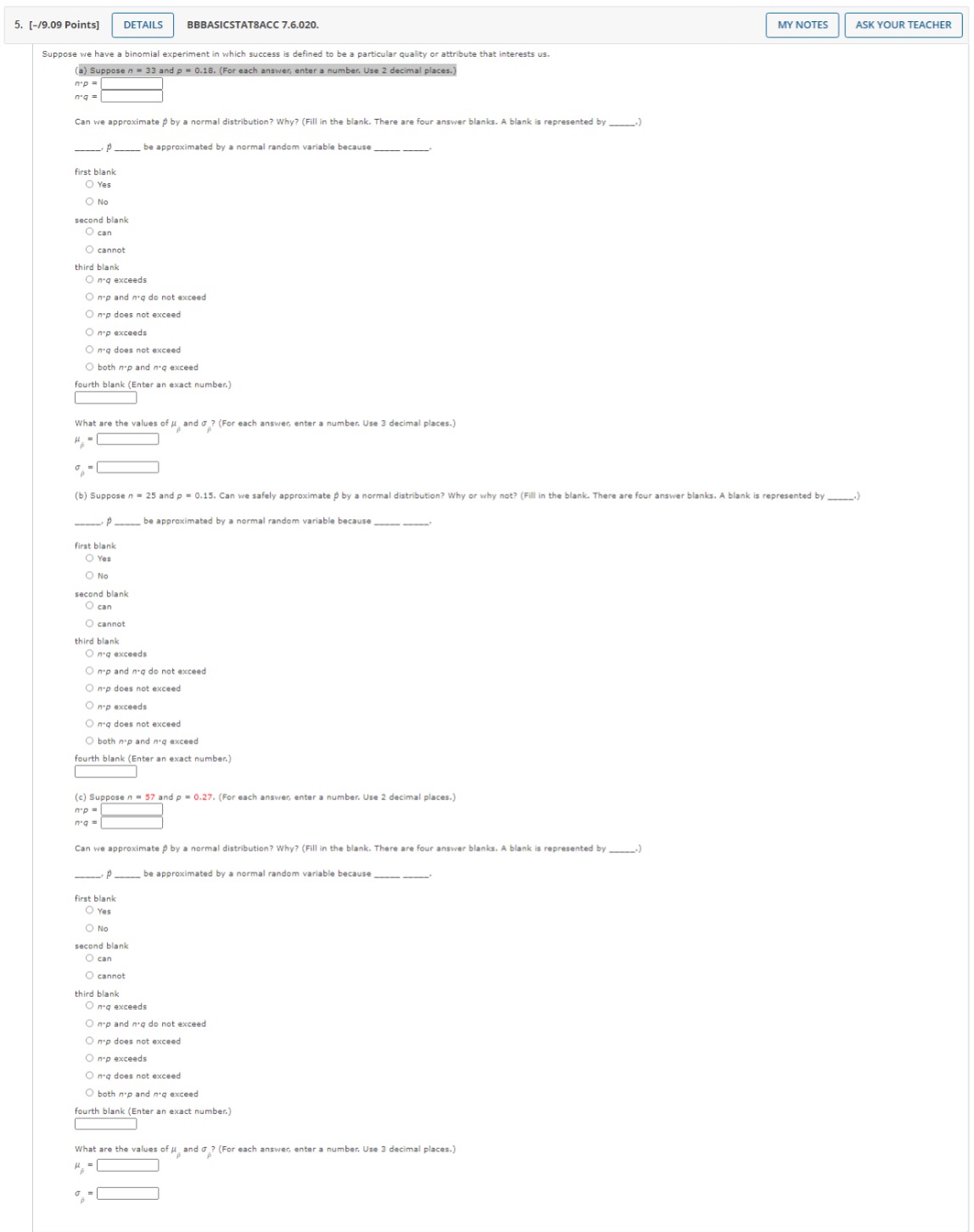  5. [-/9.09 Points] DETAILS BBBASICSTATSACC 7.6.020. MY NOTES ASK YOUR TEACHER