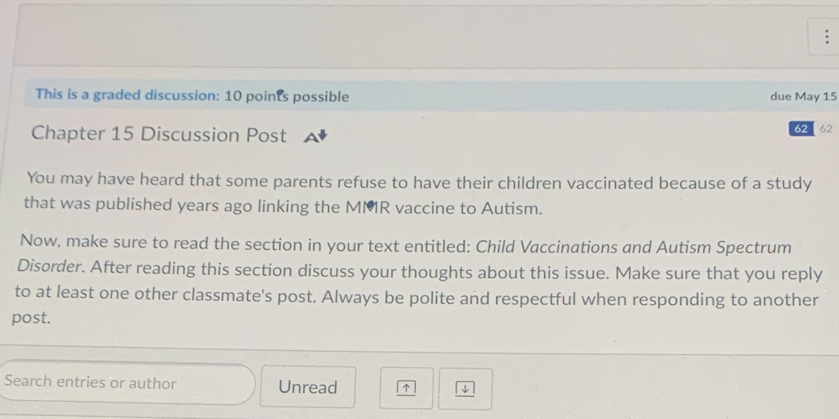 . . . This is a graded discussion: 10 points possible