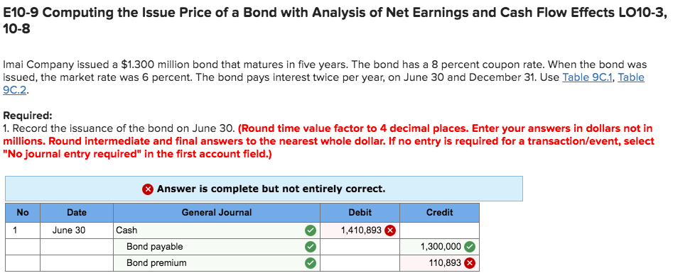  E10-9 Computing the issue Price of a Bond with Analysis of