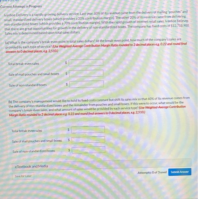  Current Attempt in Progress Ivanhoe Delivery is a rapidly growing delivery