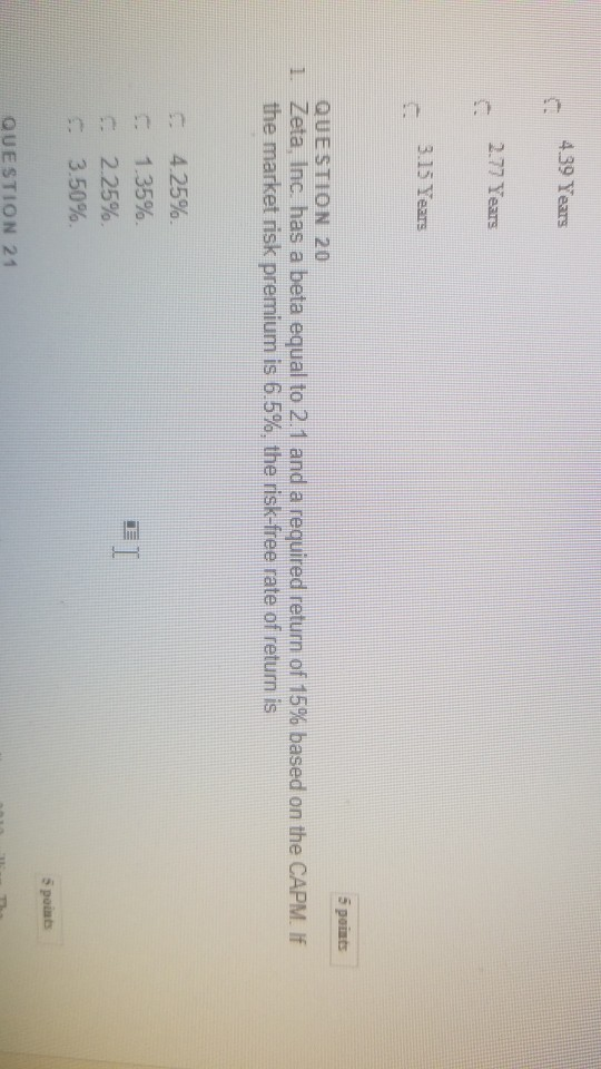 following returns for various states of the economy State of the Economy