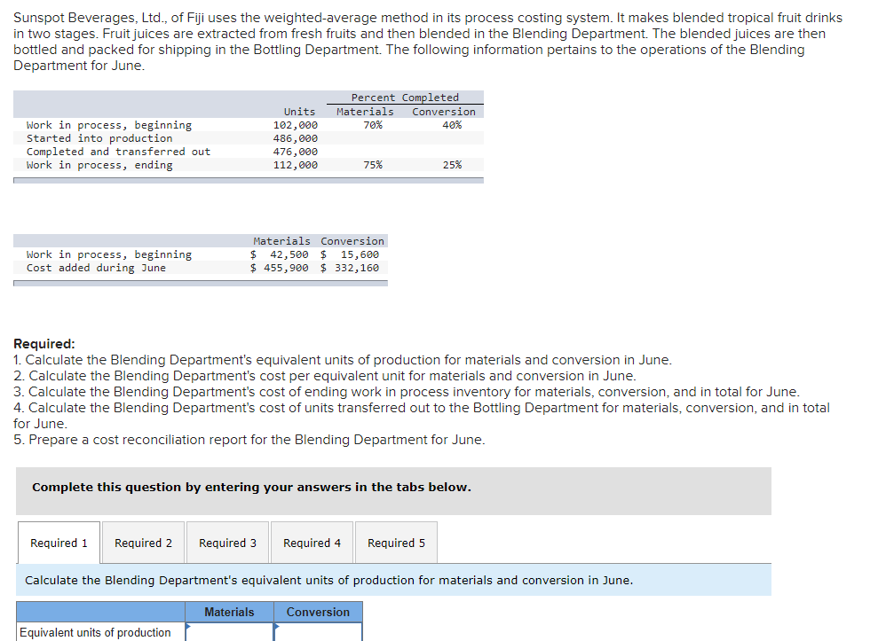 1. equivalent units of production (materials & conversion) 2. cost per