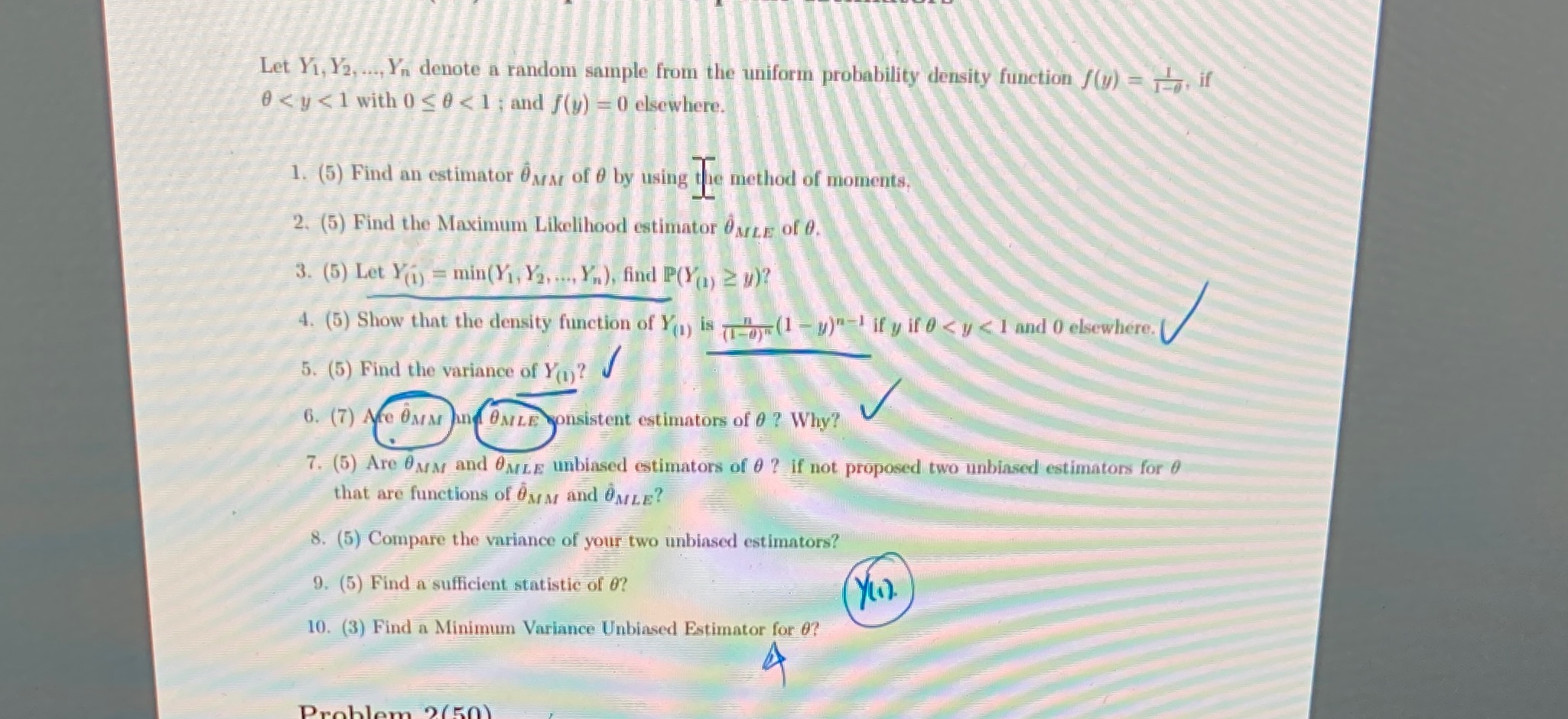  Let Yl, Y2, ..., Y'n denote a random sample from the