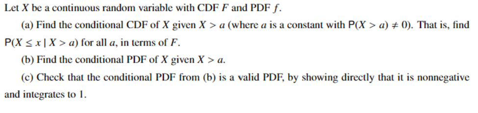  Let X be a continuous random variable with CDF F and