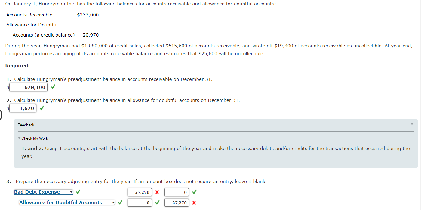 Need Help Finding the Bad Debt Expense and Allowance for doubtful accounts