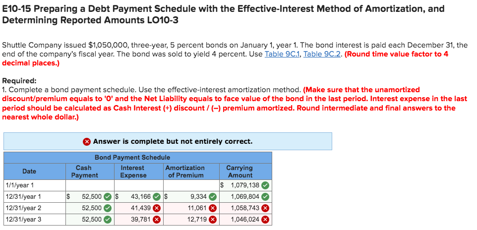  E10-15 Preparing a Debt Payment Schedule with the Effective-Interest Method of