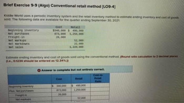 sold using the conventional method (Round ratio calculation to 2 decimal places