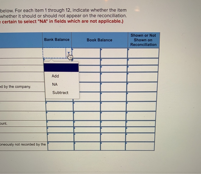 30 is given below. For each item through 12, indicate whether the