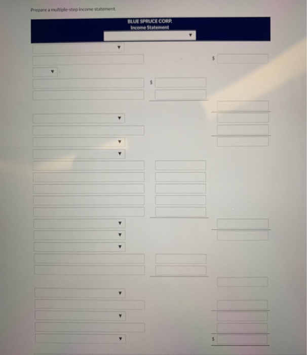 Spruce Corp's accounting records are presented below for the year ended December