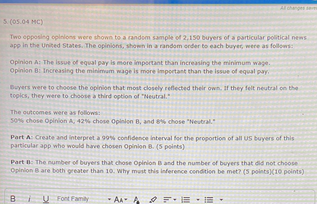 Help All changes save 5. (05.04 MC) Two opposing opinions were shown