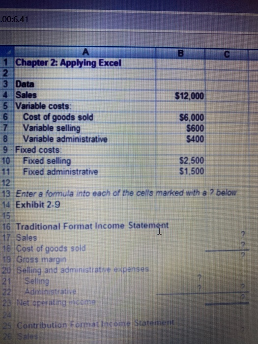  .00:6.41 1 Chapter 2: Applying Excel $12.000 3 Data Sales 5