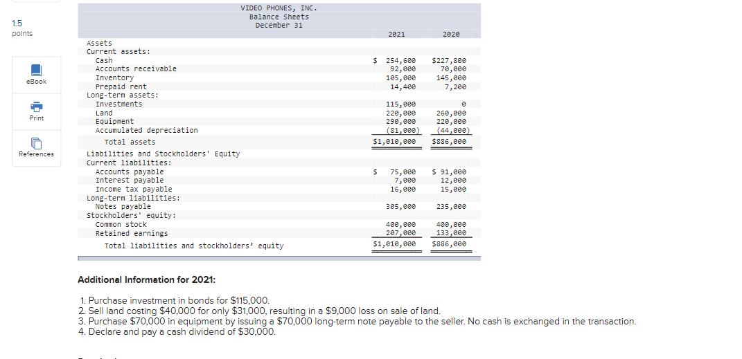 method (L011-4, 11-5, 11-7) 1.5 points eBook The income statement, balance sheets,