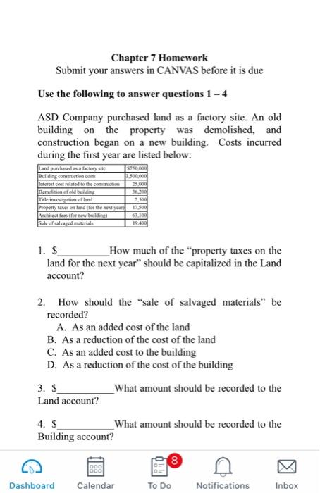1-4 Chapter 7 Homework Submit your answers in CANVAS before it is