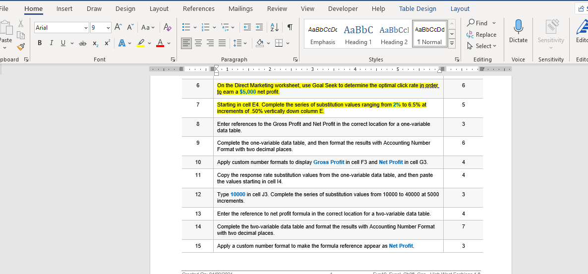 Need help with the documents and excel sheets. I have to follow