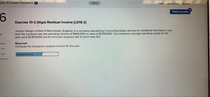  pter 10 Graded Homework Svet Help Save AK Submit Check my